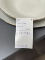 9" SERVING BOWL WHITE WITH GOLD TRIM - Image 2