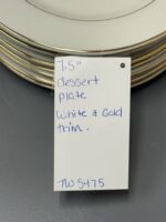 7.5" DESSERT PLATES WHITE WITH GOLD TRIM - Image 2