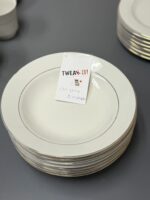 8" SALAD BOWL/PLATE WHITE WITH GOLD TRIM