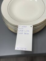 8" SALAD BOWL/PLATE WHITE WITH GOLD TRIM - Image 2