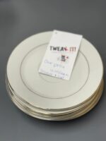 6" TEACUP SAUCER WITH CUP WHITE WITH GOLD TRIM - Image 2