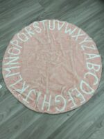 HEBE Cute Pink ABC Kids Play Mat Baby Nursery Rug Round Educational Alphabet Soft Circle Area Rug