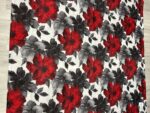 BLACK/RED FLOWER DECORATED SHOWER CURTAIN
