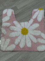 QJHOMO Toilet Rugs U Shaped, Pink Toilet Mat Cute Daisy Contour Bath Rug 20"x20"