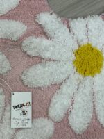 QJHOMO Toilet Rugs U Shaped, Pink Toilet Mat Cute Daisy Contour Bath Rug 20"x20" - Image 2