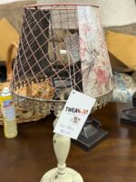 PATCHWORK TEA LIGHT LAMP - PINK/TAN - Image 3