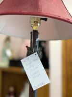 31" H Table Lamp Bronze/Red Shade - Image 4