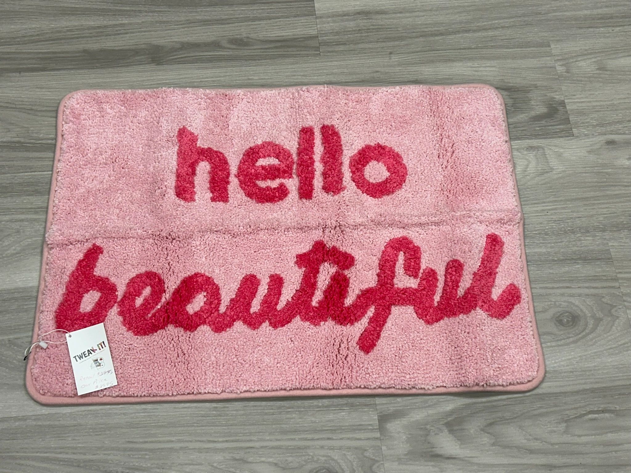 IMG_5237.jpeg Evovee Get Naked Bath Mat Pink Funny Cute Bathroom Rug "hello beautiful" - Image 1