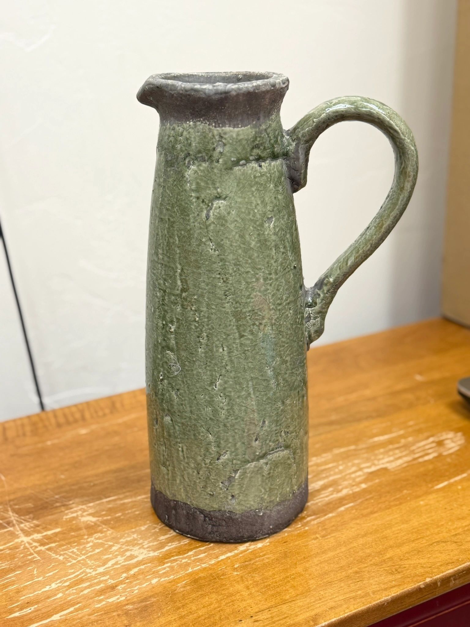 IMG_5280-57c6a8b.jpeg Heavy Clay Green/Grey Pitcher Vase - Image 1