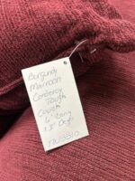 Burgundy/maroon Corduroy Couch with beautiful wood design - Image 5