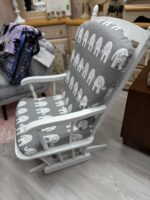 WHITE ROCKING/GLIDER CHAIR - GREY/WITH WHITE ELEPHANT CUSHIONS - Image 2