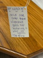 Oak Coffee Table with Loon etched glass top. (SHPPING NOT AVAILABLE) - Image 6