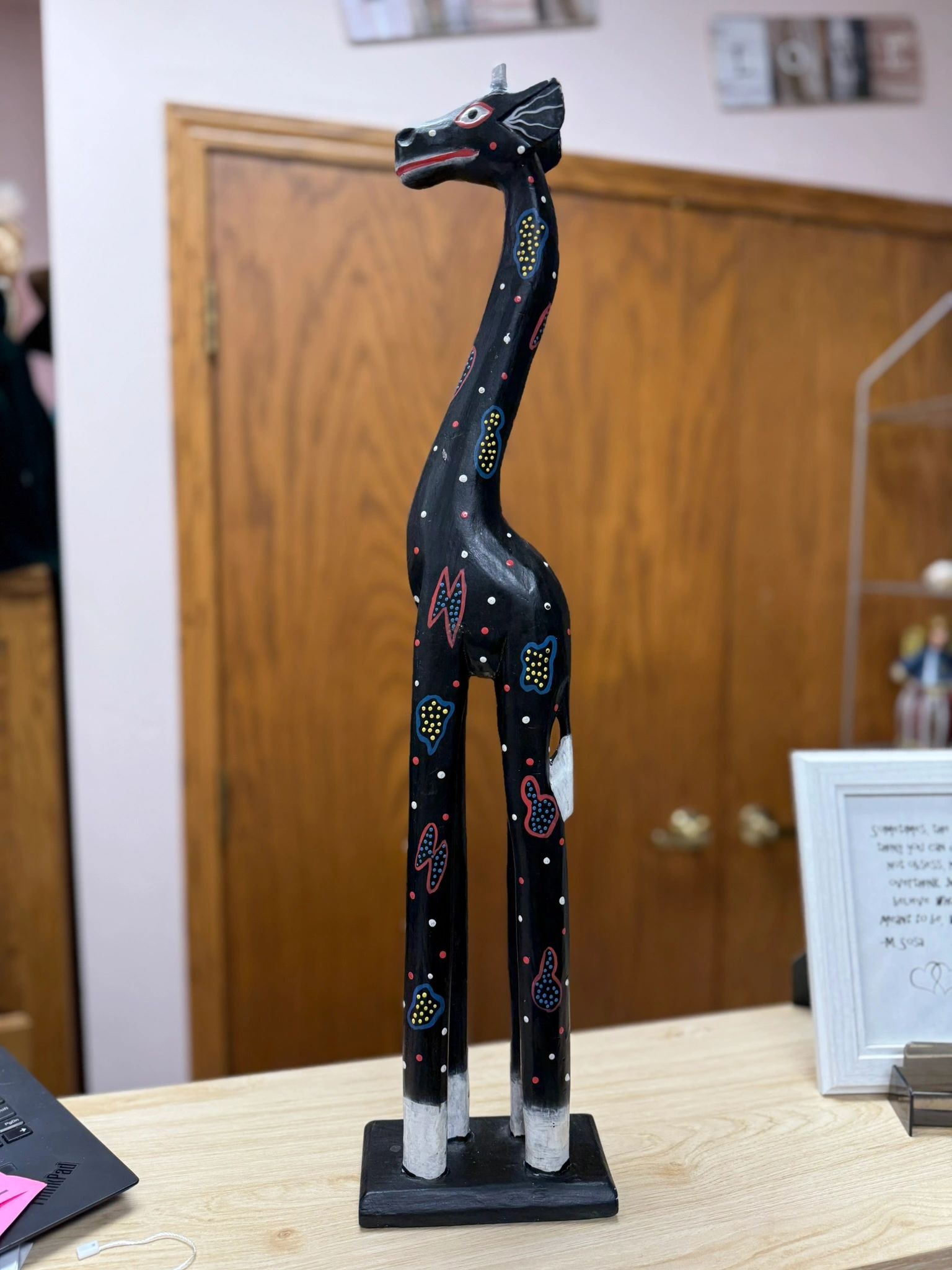 blob-03f9a5e.jpg 24" H HAND-PAINTED GIRAFFE FROM AFRICA - BLACK - Image 1