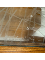 Oak Coffee Table with Loon etched glass top. (SHPPING NOT AVAILABLE) - Image 4