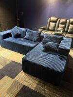 Latitude Run Sectional Corduroy Couch - Blue