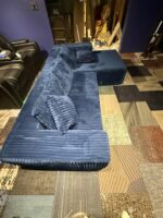 Latitude Run Sectional Corduroy Couch - Blue - Image 4